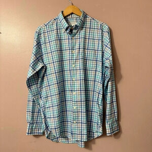 Peter Millar  Blue Plaid Checkered Long Sleeve Button Shirt Mens Size Large